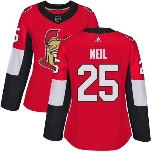 Adidas Senators #25 Chris Neil Red Home Authentic Women's Stitched NHL Jersey - Click Image to Close